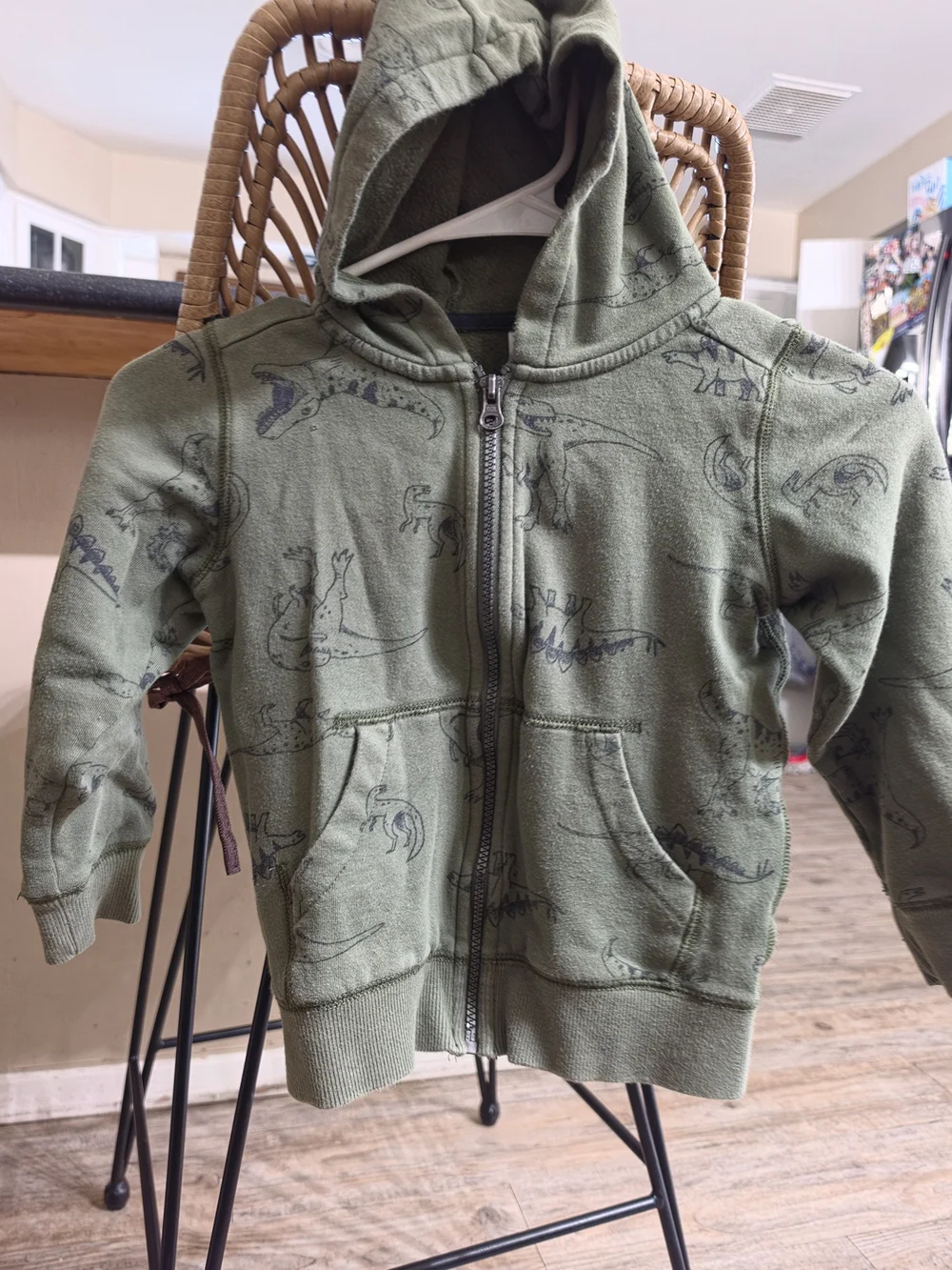 Carter's Olive Green Dinosaur Zip Hoodie